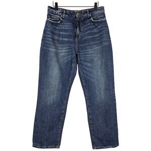 LOFT WOMEN'S BLUE THE CURVE STRAIGHT CROP STONE WASHED JEAN PANT SIZE 28 / 6